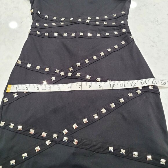 XXI by Forever 21 Black Studded Bodycon Sleeveless Mini Dress Size SP - Picture 10 of 11